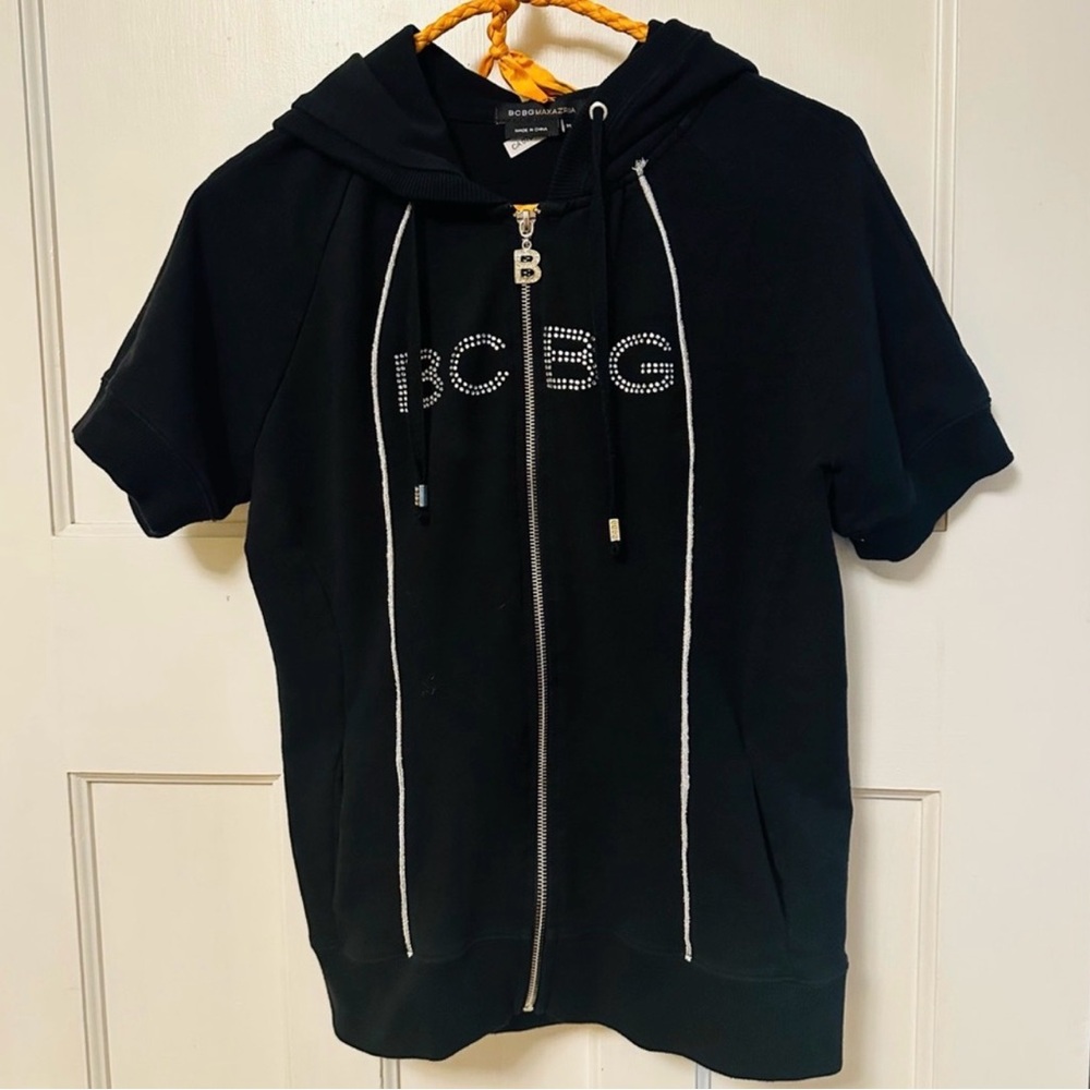 🌈 BCBGMaxAzria Black Hoodie with sparkle Accent